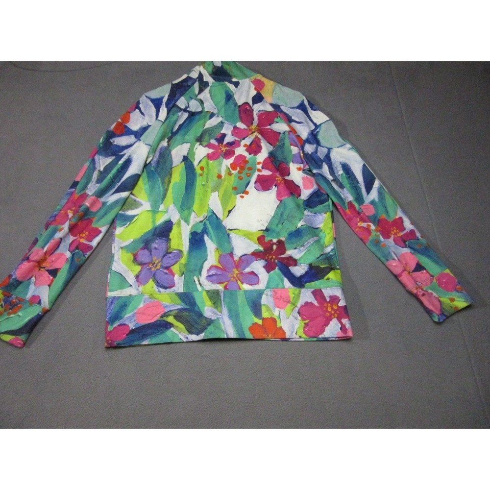 Claire Desjardins Jacket Women Small Multicolor Growing Floral Art Print Stretch - Picture 10 of 13